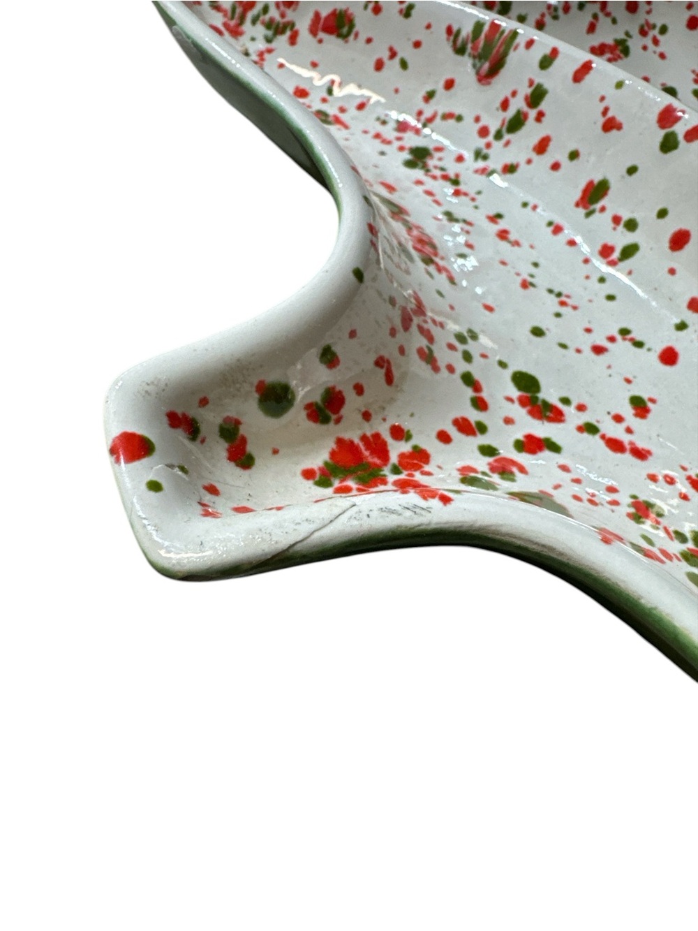 Vintage 1970s Atlantic Mold Ceramic Christmas Tree Divided Serving Platter 15.5” - Picture 4 of 5